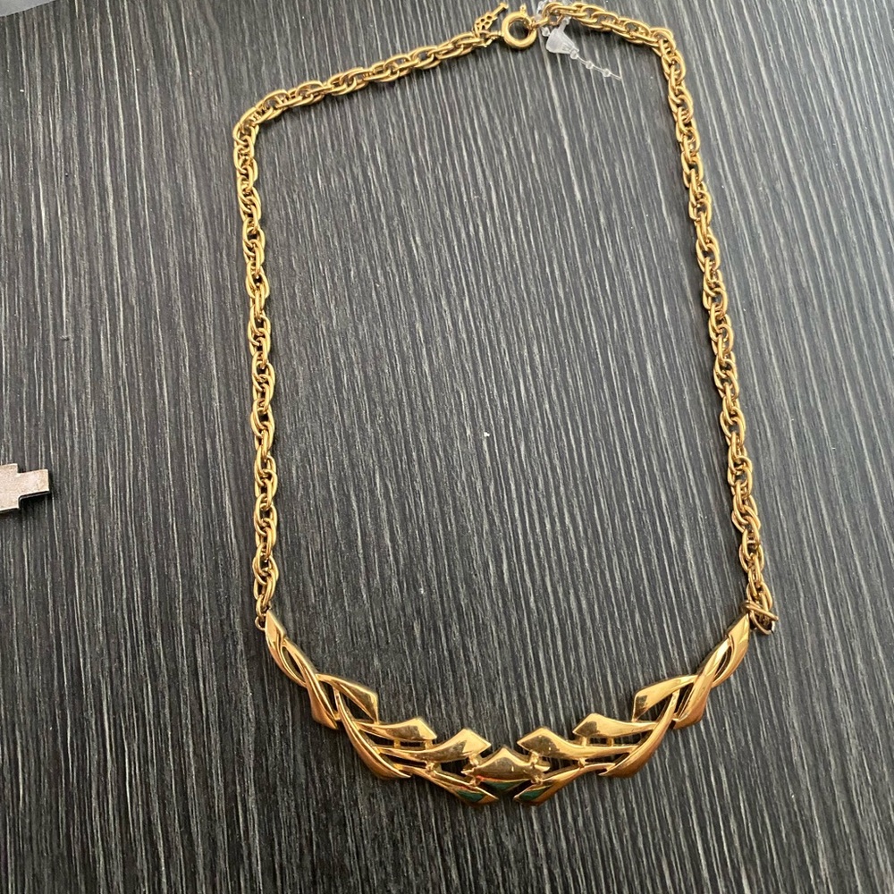 Trifari Gold-Tone Braided-Link Statement Necklace